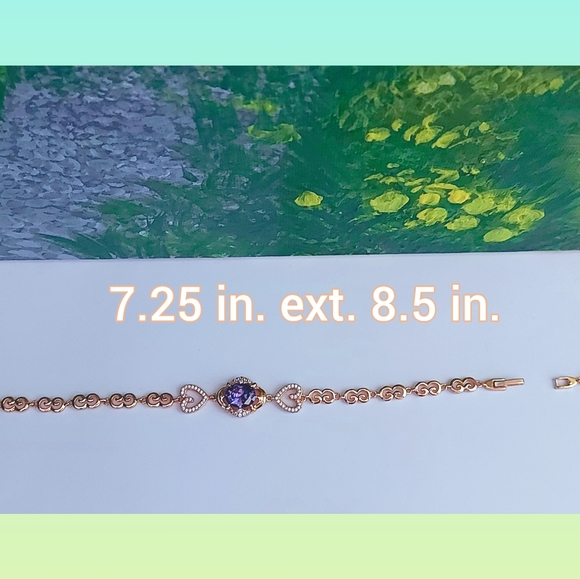 Amethyst Bracelet With CZ ,18k Gold Plated - Picture 4 of 5